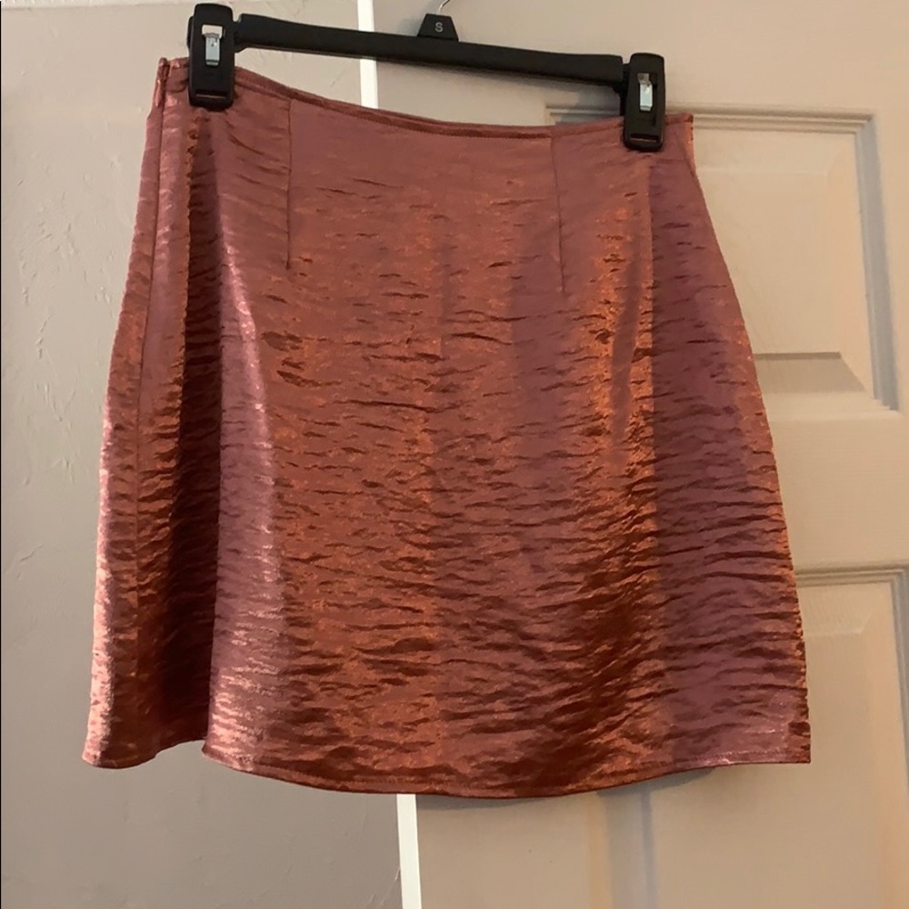 Metallic pink mini skirt